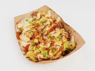 Potato dip dipping fried fry sauce with greens 3D model