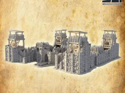 Encampment in Ruins 28 MM Tabletop Terrain 3D print model