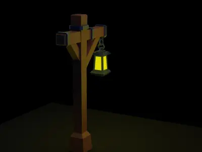 Cartoon Street Lamp Post Low-poly 3D model