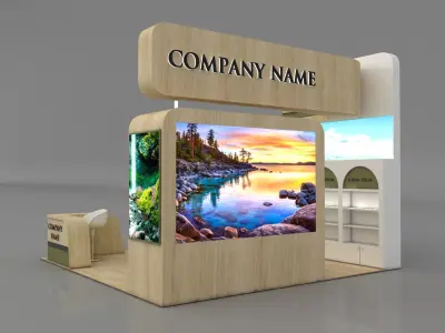 Booth Exhibition Stand Stall 5x5m Height 400 cm 3 Side Open 3D model purchase