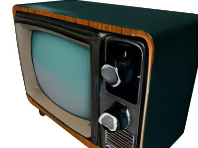 Vintage Retro Wooden TV Set Low-poly 3D model