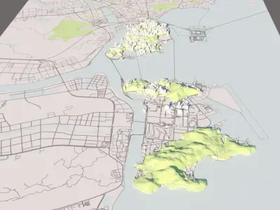 Macau urban planning maquett  building Terrain 3D model