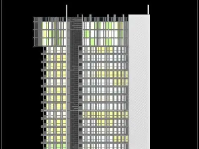 mixed use modern residential building 3D model