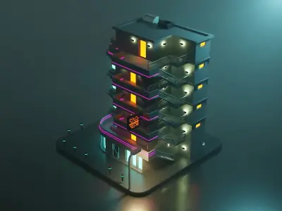 Cyberpunk Apartment Low-poly 3D model