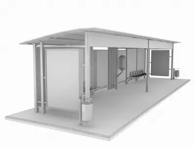 Large bus stop v1 night 3D model