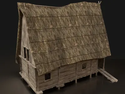 Next Gen AAA FANTASY MEDIEVAL WOODEN HOUSE VILLAGE THATCHED HUT Low-poly 3D model