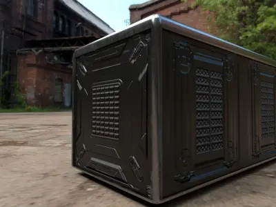 Sci fi box 3D model only 192 polygons 10 different colors Low-poly 3D model