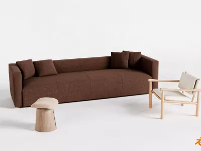 Breuer Sofa-Hyde Chair-Weston Accent Stool 3D model