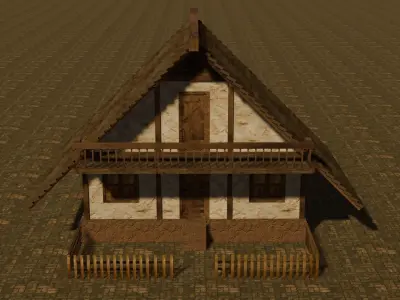 Medieval house six 14 Low-poly 3D model