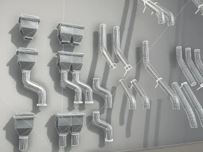 Modular Roof Gutter Pipe Construction Ki Low-poly 3D model