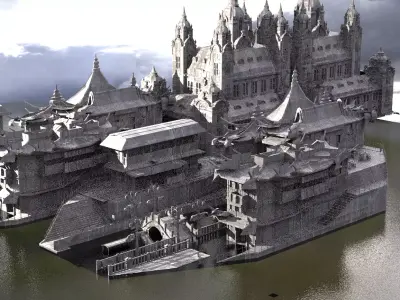 Waterfront Venice Asian Style 3D model