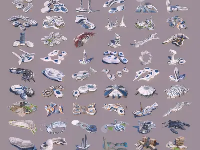 54 Buildings - Futuristic-Modern-Organic-Skyscraper - Big Bundle 3D Model Pack