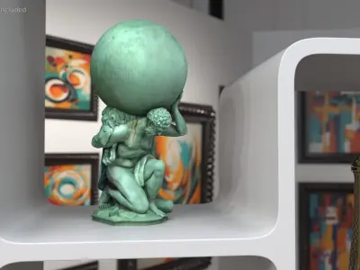  Modern Bookshelf with Decorative Souvenirs 