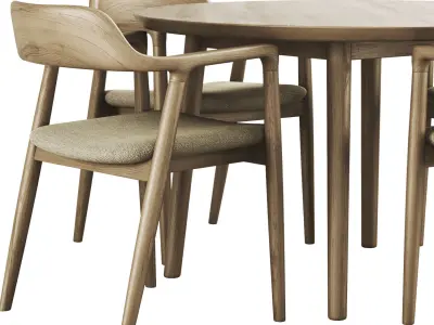 Maruni Hiroshima Table and Chair 3D model