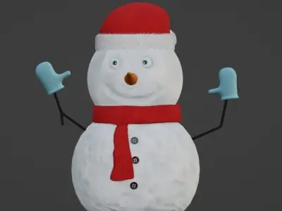 Snowman wearing hat and scarf 3D model purchase