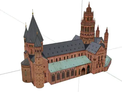 Architecture-Religion-God-Culture-Temple-044 church with spir... 3D model