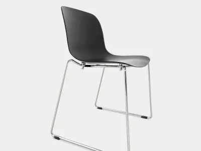 Chair with chrome frame and black seat 3D model