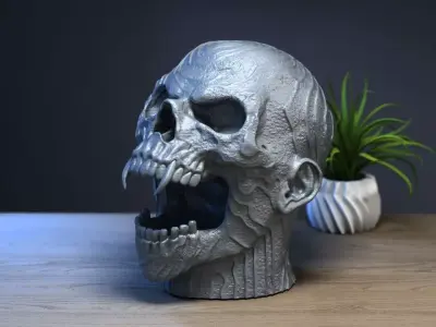 Scream Skull Headphone Stand Cyborg Headset Stand Perfect Gamer  3D print model