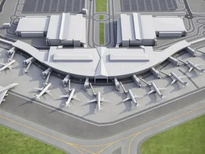 Canberra - Airport - CBR Low-poly 3D model