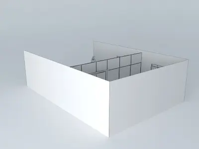 Partition with sliding door and glass Free 3D model