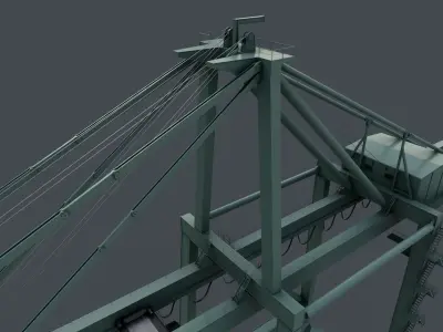 PBR Quayside Container Crane V2 - Green Light Low-poly 3D model