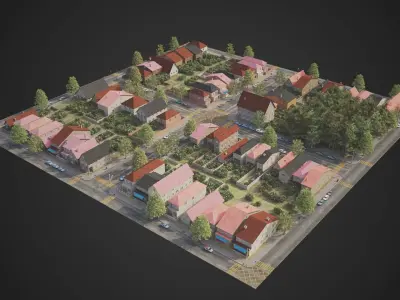 Realistic City District R1-R30 MAYA Low-poly 3D model