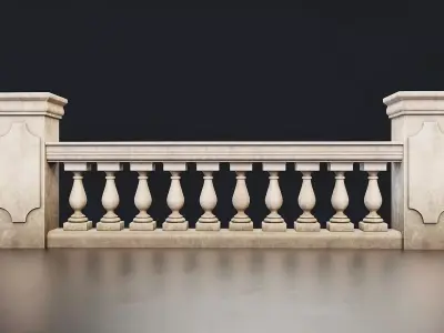Classic Stone Balustrade 3D Model Low-poly 3D model