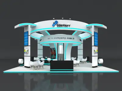 Exhibition Stand Booth Stall 12x10m Height 500cm 4 Side Open 3D model