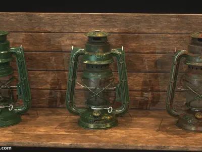 Oil Lantern - 3 texture variations  Low-poly 3D model