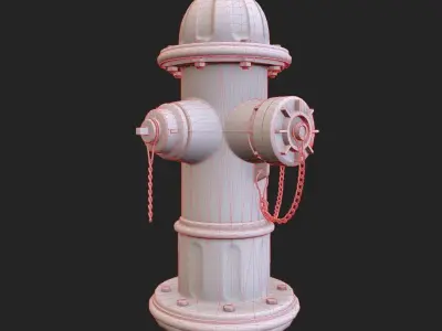 Hydrant  3 colors Street hydrant Low-poly 3D model