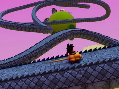 Kaito Planet and Snake Path Low-poly 3D model