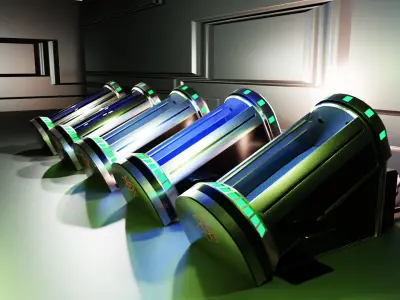 Sci-Fi Cryo Chamber Low-poly 3D model