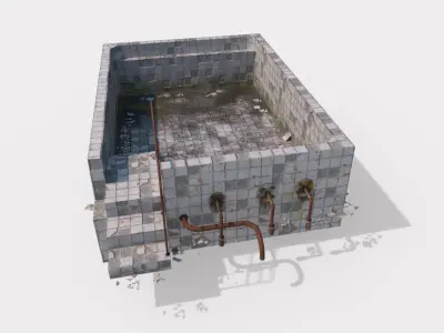 Old Worn Swimming Pool 3D model
