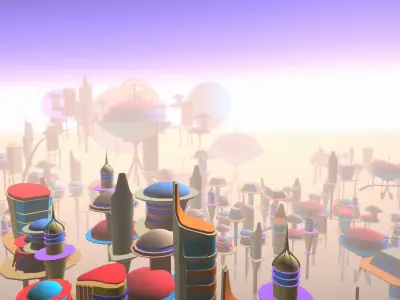 Fantasy Low Poly Sky City Pack Low-poly 3D model