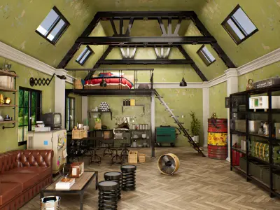 Loft Interior Scene  3D model