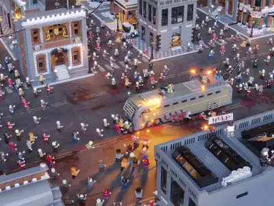 Zombie Apocalypse Lego Scene 3D model