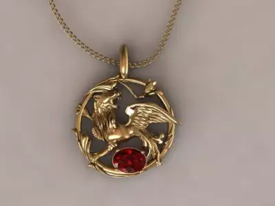 Ruby lion pendant 3D print model