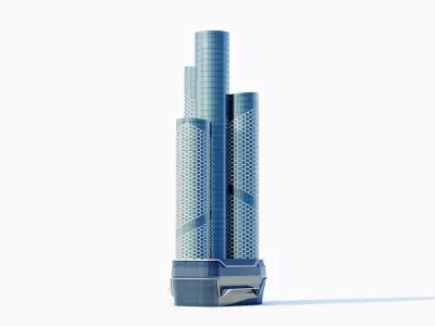 QIMC tower - Qatar doha Low-poly 3D model