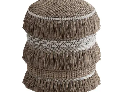 Ambrianna Upholstered Pouf Low-poly 3D model