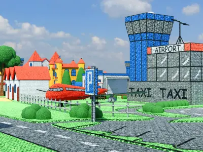  3D Stylized City Classic Play Rug 