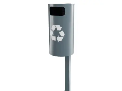 Classic Public Bin Low-poly 3D model