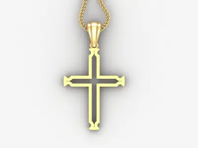 High Cross Pendant Light Gold 18K 4CP020 3D print model
