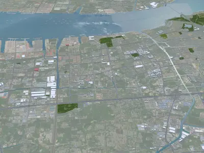 Jiangyin Wuxi Jiangsu China 45km Low-poly 3D model