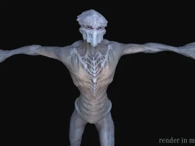 Psionic alien Low-poly 3D model