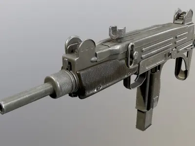 UZI submachine gun Low-poly 3D model