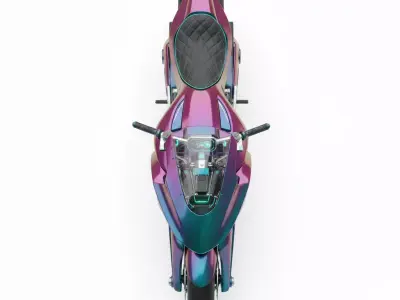 Cyberpunk Style Iridescent Electric Sportbike with Neon Accents Low-poly 3D model