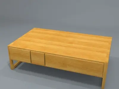 six drawer coffee table in light wood  Low-poly 3D model