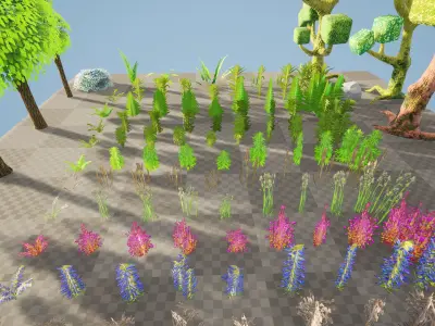 Stylized Nature Pack 140 Variations Low-poly 3D model