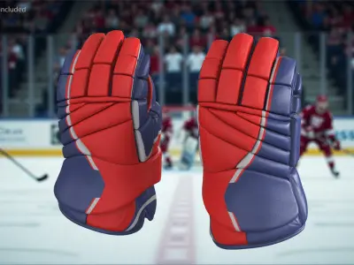  Hockey Protective Gloves Rigged 