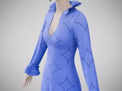 Dress 29 Very Light Blue With Design Low-poly 3D model
